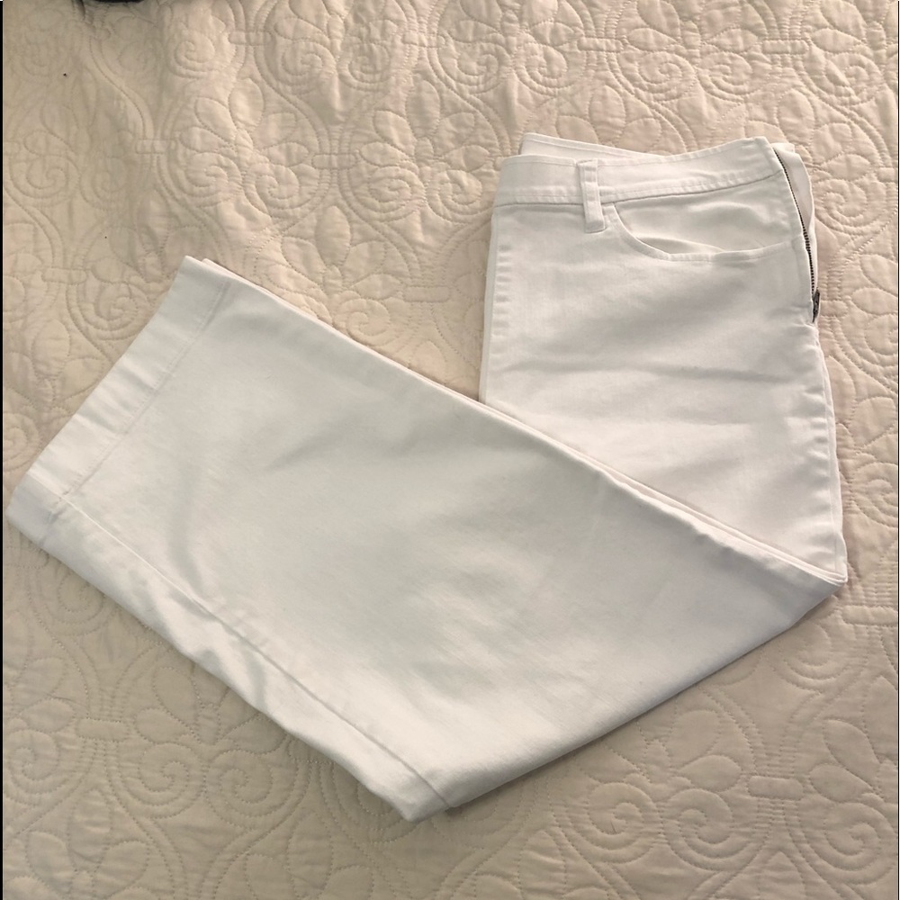 JCrew wide leg cropped white denim